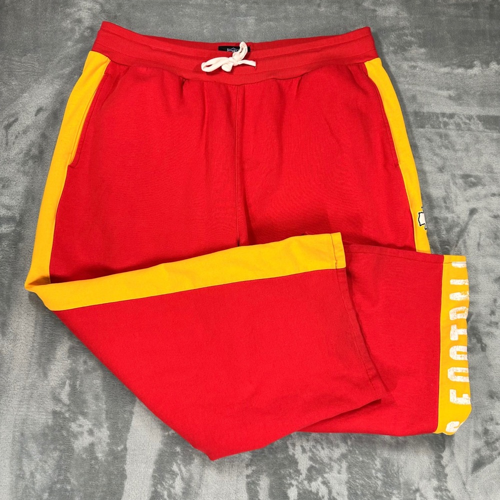 NFL Kansas City Chiefs Sweatpants Mens Large Red Yellow Graphic Joggers Fleece